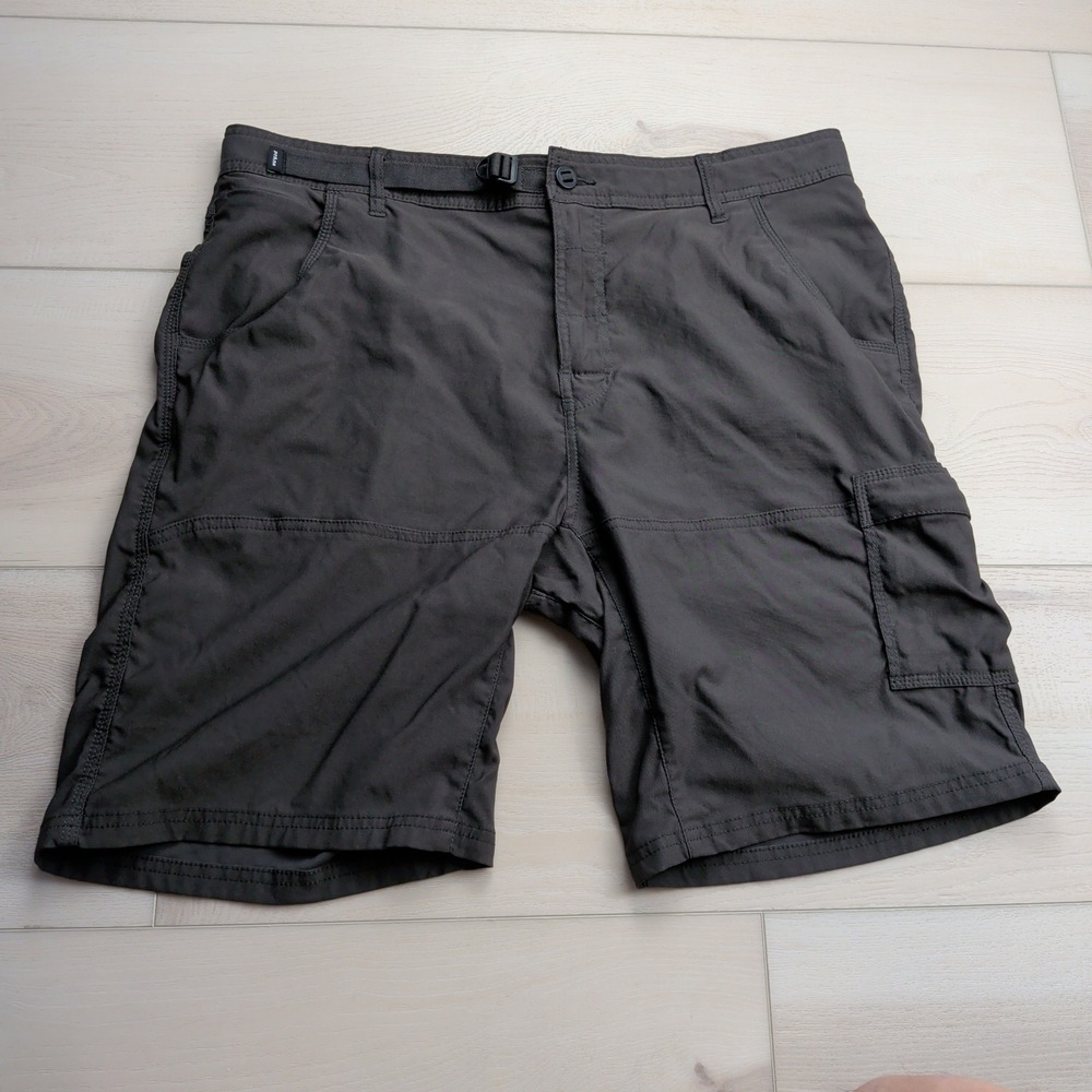 Prana Stretch Zion Cargo Shorts Mens 38x10 Charcoal Gray Hiking Outdoors 1969751